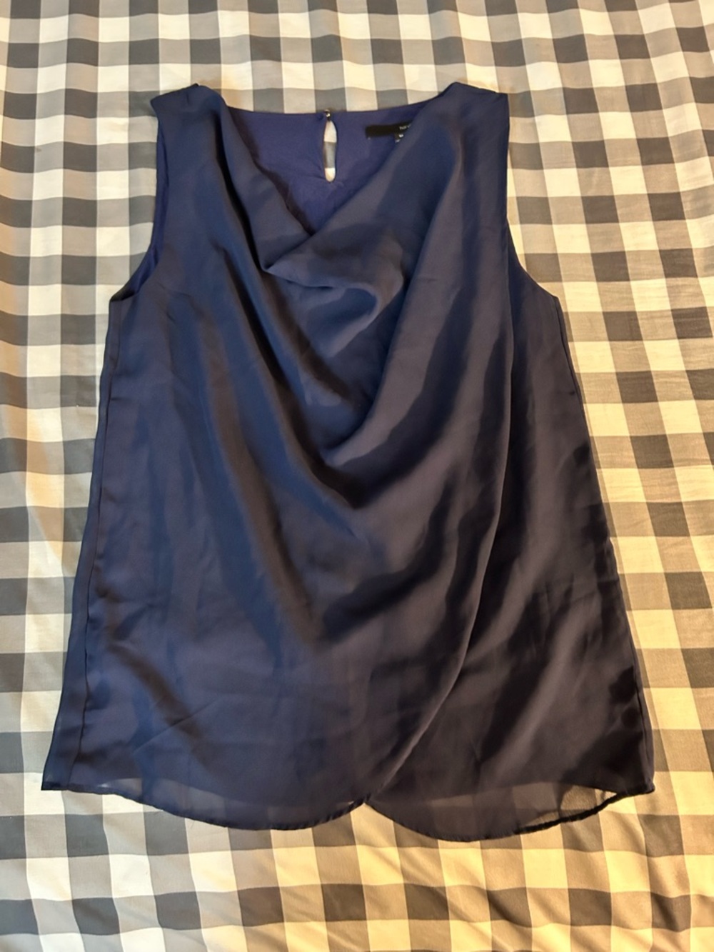 Harve Benard Navy Blue Sleeveless Draped Cowl Neck Camisole